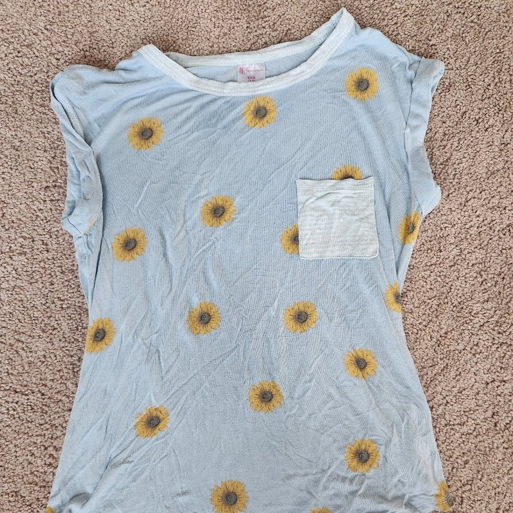 Light Blue Sunflower Top